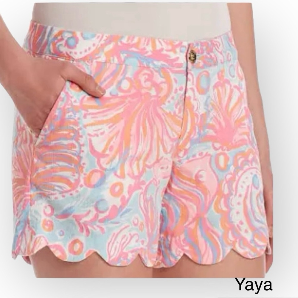 Lilly Pulitzer Too Much Bubbly The Buttercup Scalloped Hem Shorts Sz 4